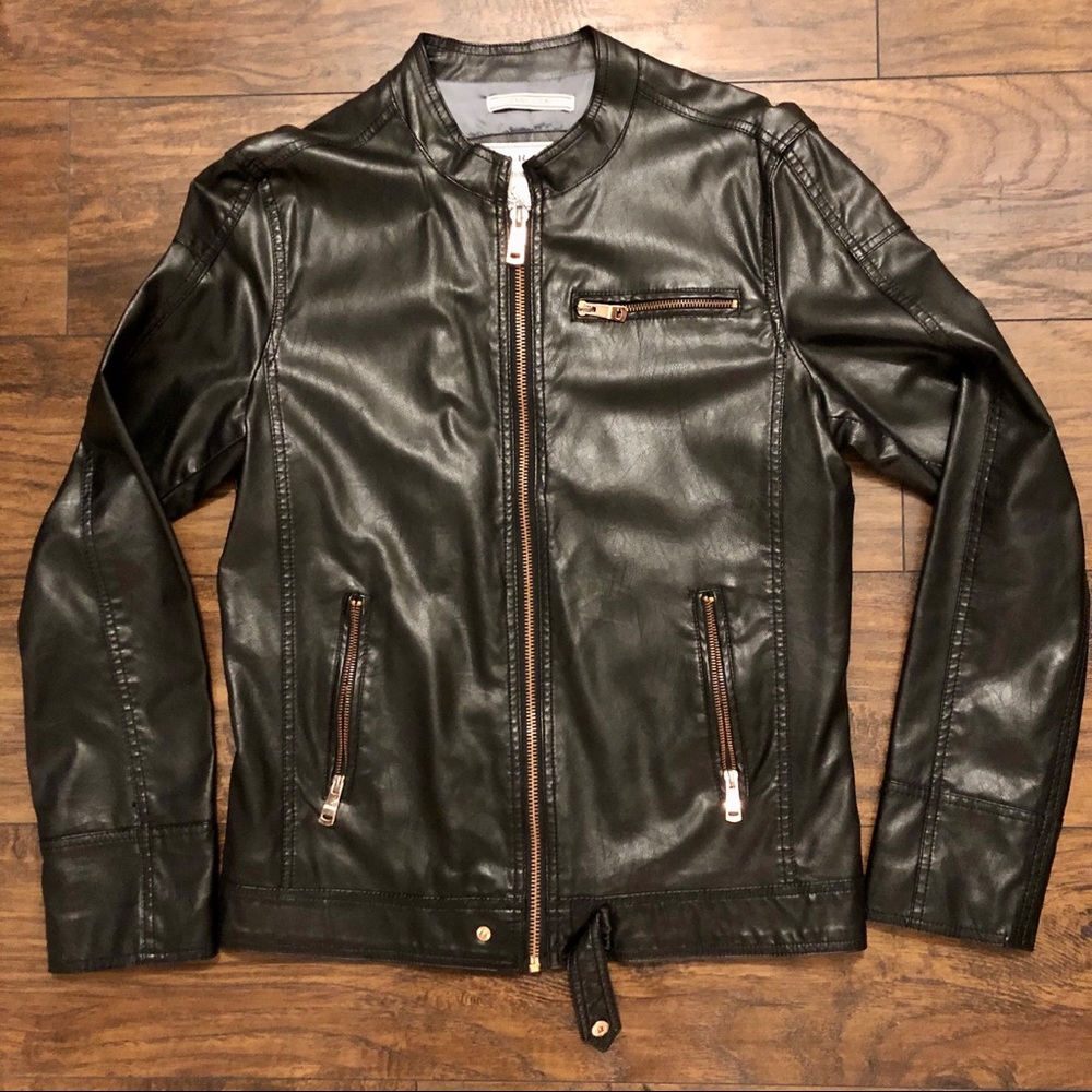 Zara MENS Moto Jacket Synthetic Leather US M